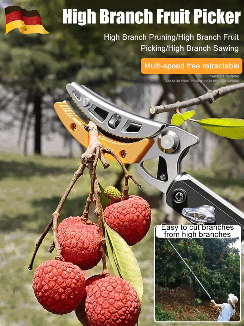 Telescopic Pole Fruit Picker Multi Purpose Fruit Pruning Shears High Reach Tree Trimmer Ideal Litchi Harvesting Garden Pruning