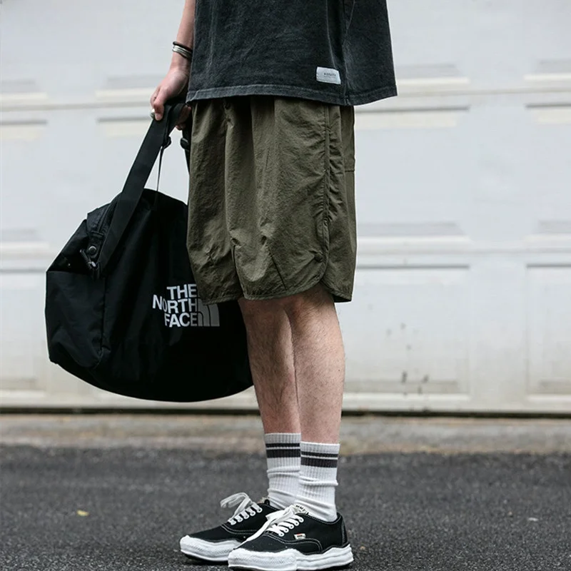 

Summer Thin Ice Silk Men's ort Pants Qui Dry Workwear Loose Large Size Sports Leisure Five-Quarter Mid-Pants Japanese Sle