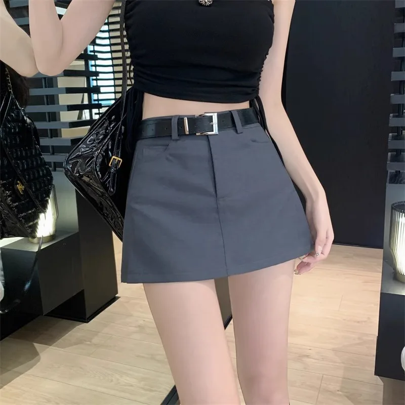 

Y2K High-Waisted Slimming Mini Dress Plus Size A- Line Skirt Women's New Summer Solid Color Petite Hip Covering Half Dress