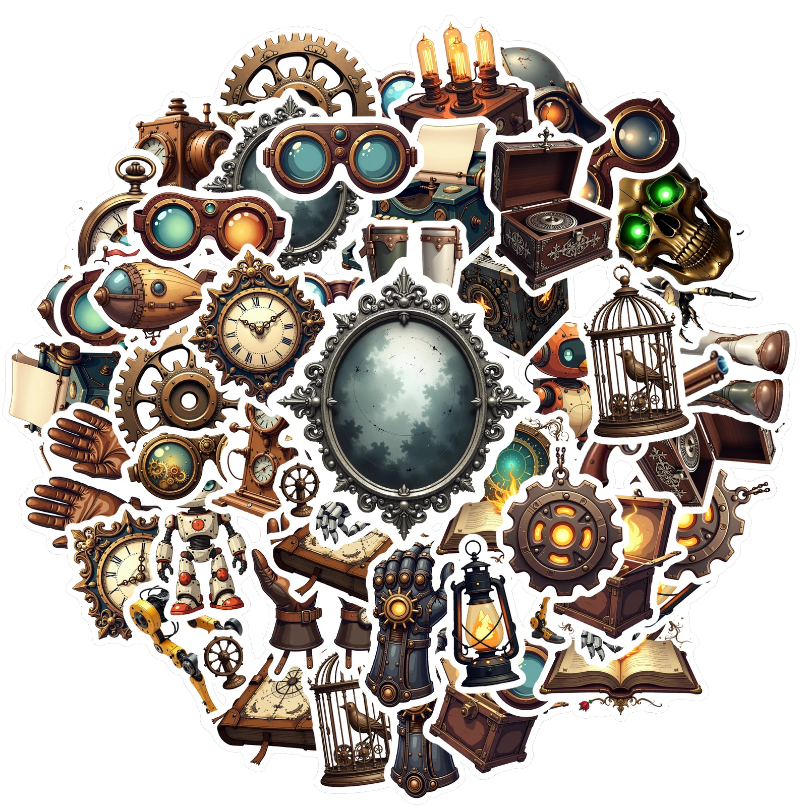 35 قطعة-100 قطعة ملصقات ميكانيكية مزخرفة Steampunk ملصقات الكتابة على الجدران الشارات لأجهزة الكمبيوتر المحمول دراجة نارية الأمتعة الهاتف حقيبة الثلاجة