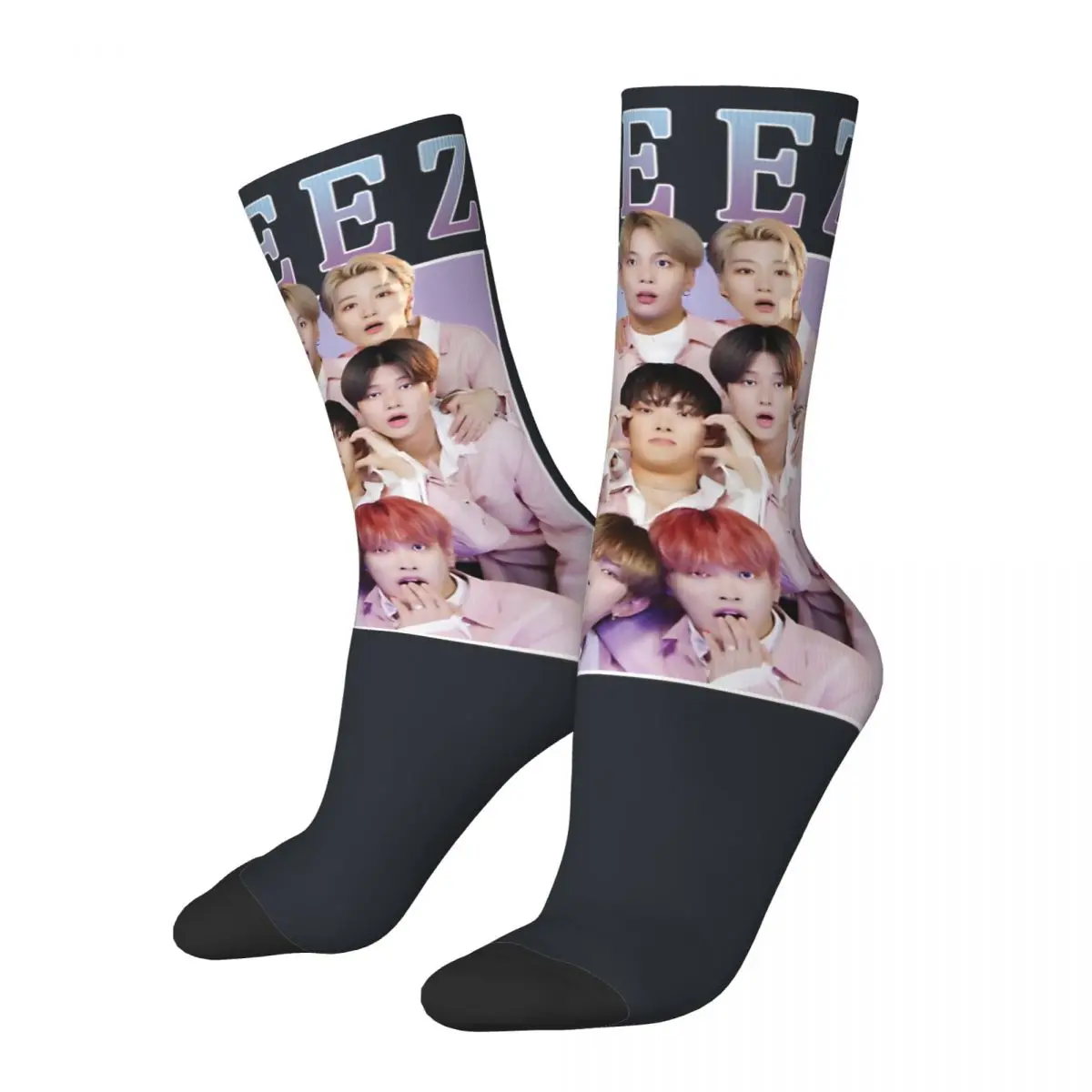 Hip Hop Vintage ATEEZ Cute Vintage Kpop Band 90S Crazy Men\'s Socks Unisex ATEEZ Pattern Printed Novelty Crew Sock tops fugees