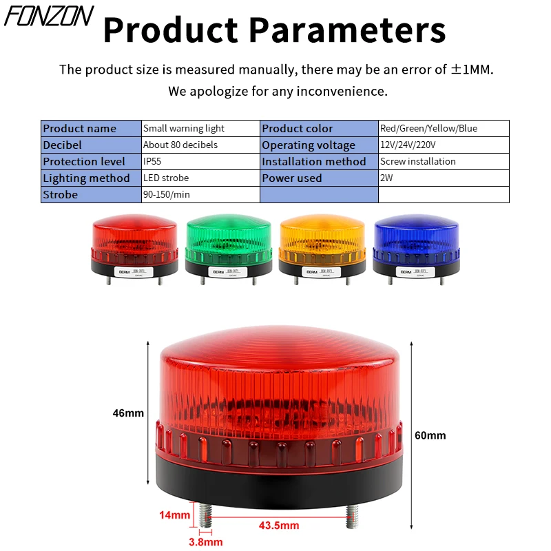 Strobe Signal Warning light LED 3071J alarm sound buzzer 12V 24V 220V LED Lamp small Flashing Light Indicator lights