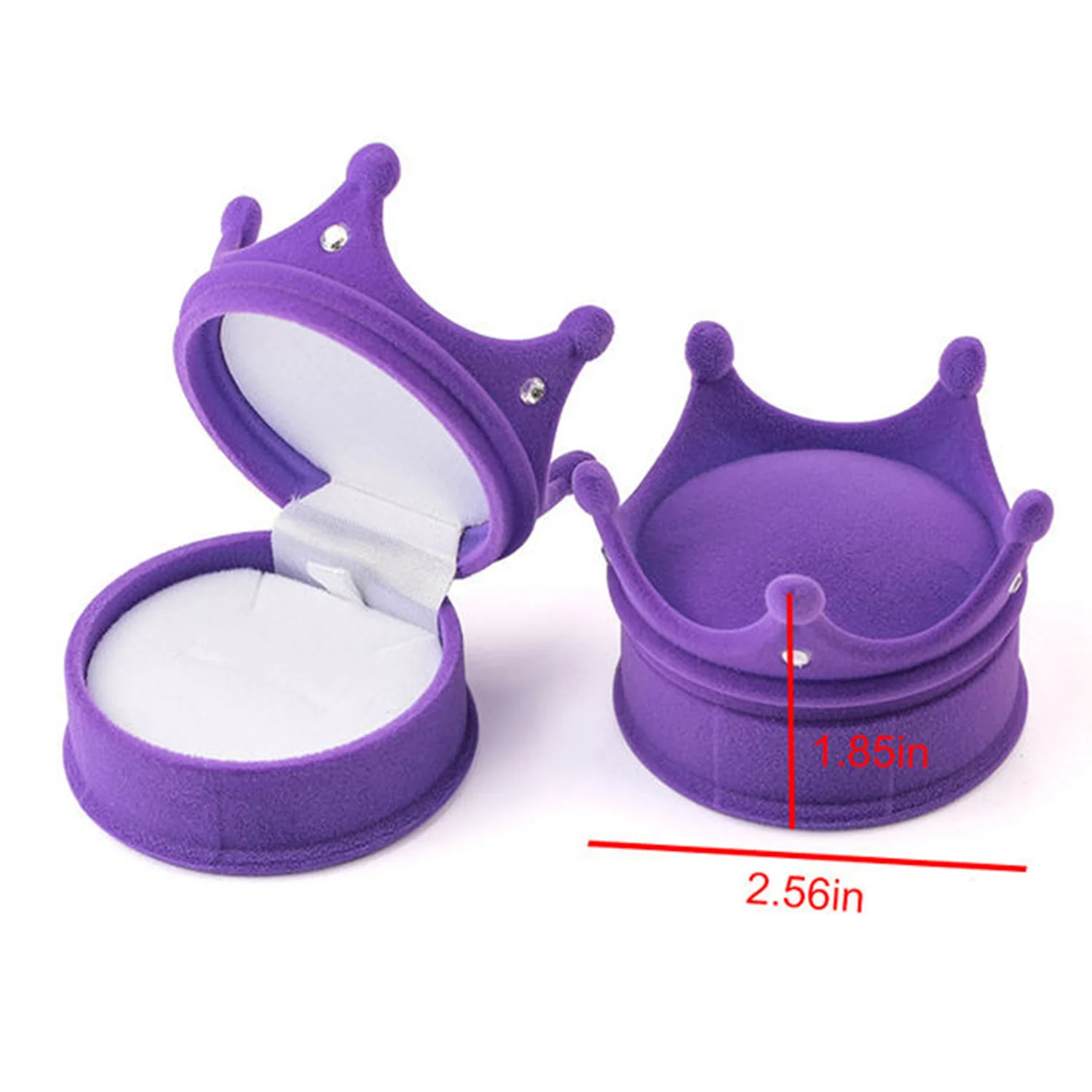 صندوق مجوهرات مخملي على شكل تاج وقلادة وحلق هدية لتخزين العرض