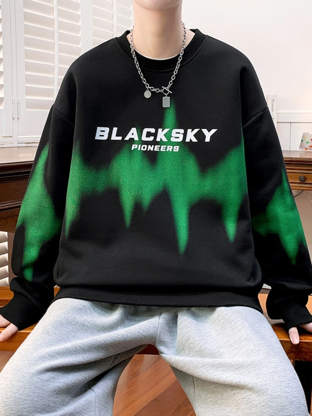 

Loose Fit Long Sve round Ne Sweatirt for Men Casual Street Sle Teenager Large Size T-irt Comfortable Spring Autumn...