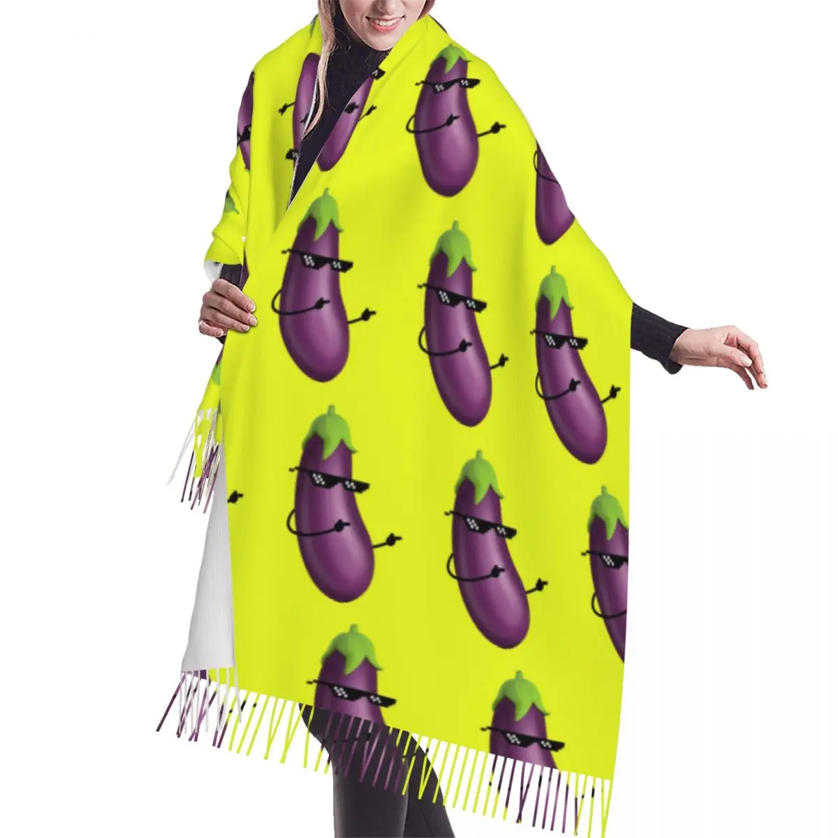 

Шарф с баклажанами Thug Life, шарфы с кисточками, женские мягкие теплые шали и накидки, большая осенне-зимняя шаль
