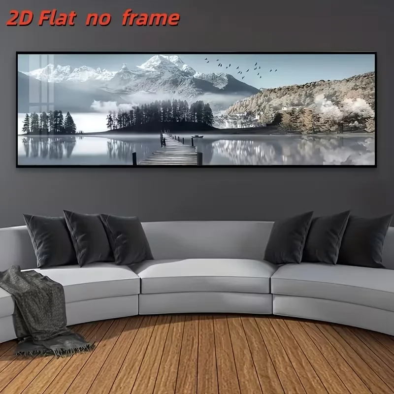 2D Flat, 2D Flat 1pc Frameless/modern (landscape Painting) High-end Atmospheric Canvas Printing Poster Art, Unique Design Style,