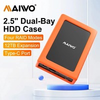 MAIWO Mobile Hard Disk Box RAID Disk Array Dual Bay 2.5'' Solid-state Mechanical Serial Port External Box with Protective Cover