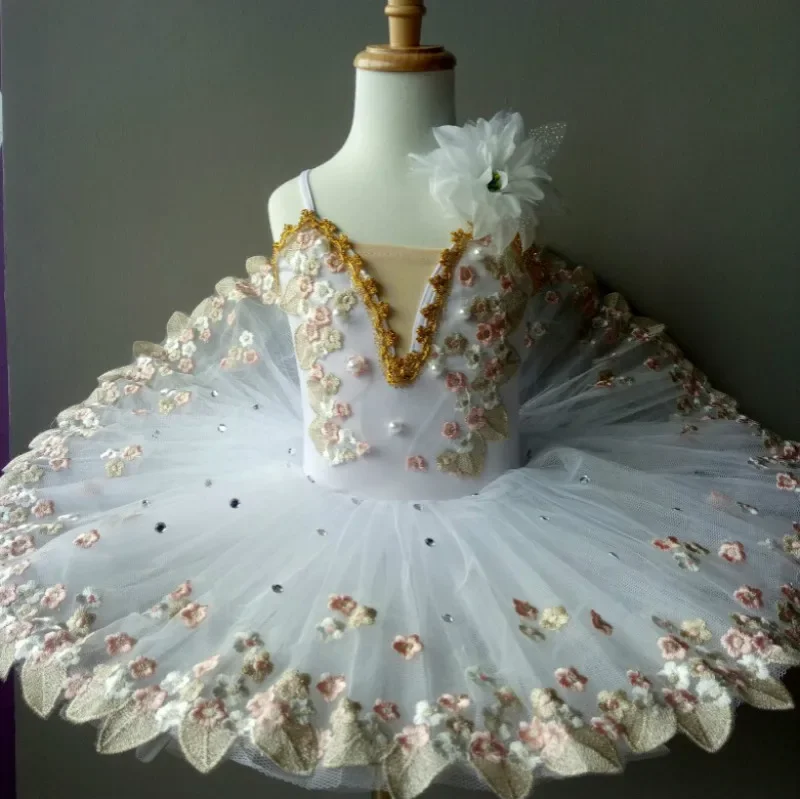 白いプロフェッショナルチュチュ子供白鳥の湖衣装子供キッズパンケーキチュチュバレリーナドレスバレエチュチュ女の子用