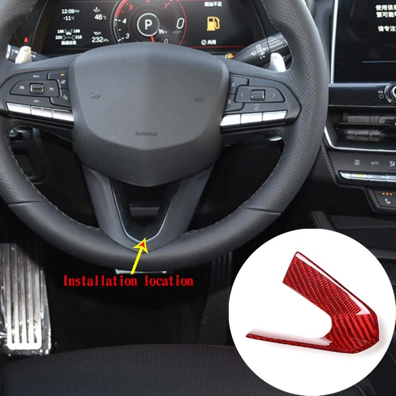 For Cadillac CT5 Real carbon Fiber Car Steering Wheel U-Shaped Frame Decorative Cover Sticker Interior Decoration Accessories