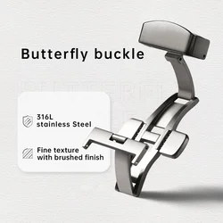 Maikes 316L Stainless Steel Butterfly Watch Buckle Watch Strap Clasp 18mm 20mm Brushed Folding Buckle