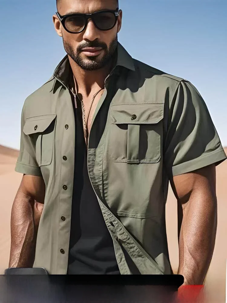 

American Workwear Sle Men's ort Sve irt Qui Dry Breathable Casual Faion Summer Top Resistant to Tearing