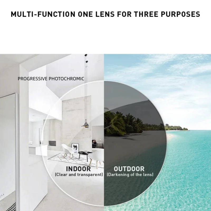 

Photochromic UV400 Progressive Lens 1.56 1.61 1.67 1.74 Prescription CR-39 Resin Aspheric Lenses