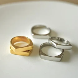 Minimalist Square Band Flat Ring Gold Color&Silver Color Metal Geometric Finger Rings for Women Fashion Jewelry Couple Gift
