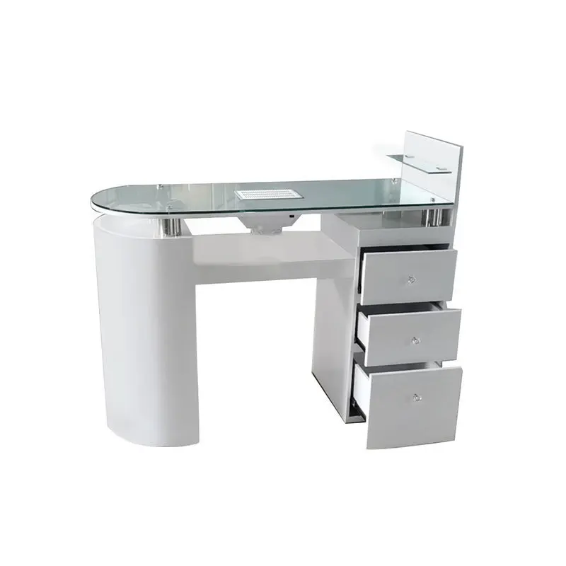 

Japanese manicure table single nail table manicure Internet celebrity white paint manicure glass countertop with