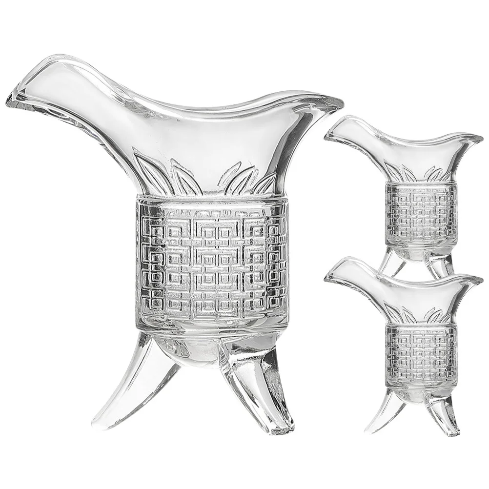 

1Set Chinese Retro Design Emperor Tripod Wine Cup Vintage Glass Liquor Decanter Kit Party Home Wedding Decor Household Use