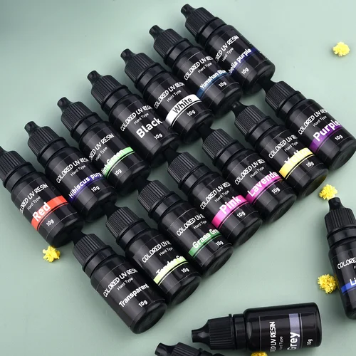 Pegamento de resina UV de 10g, resina epoxi de curado ultravioleta de colores, pegamento UV transparente, curación Solar, herramientas de fabricación de joyería DIY de secado rápido