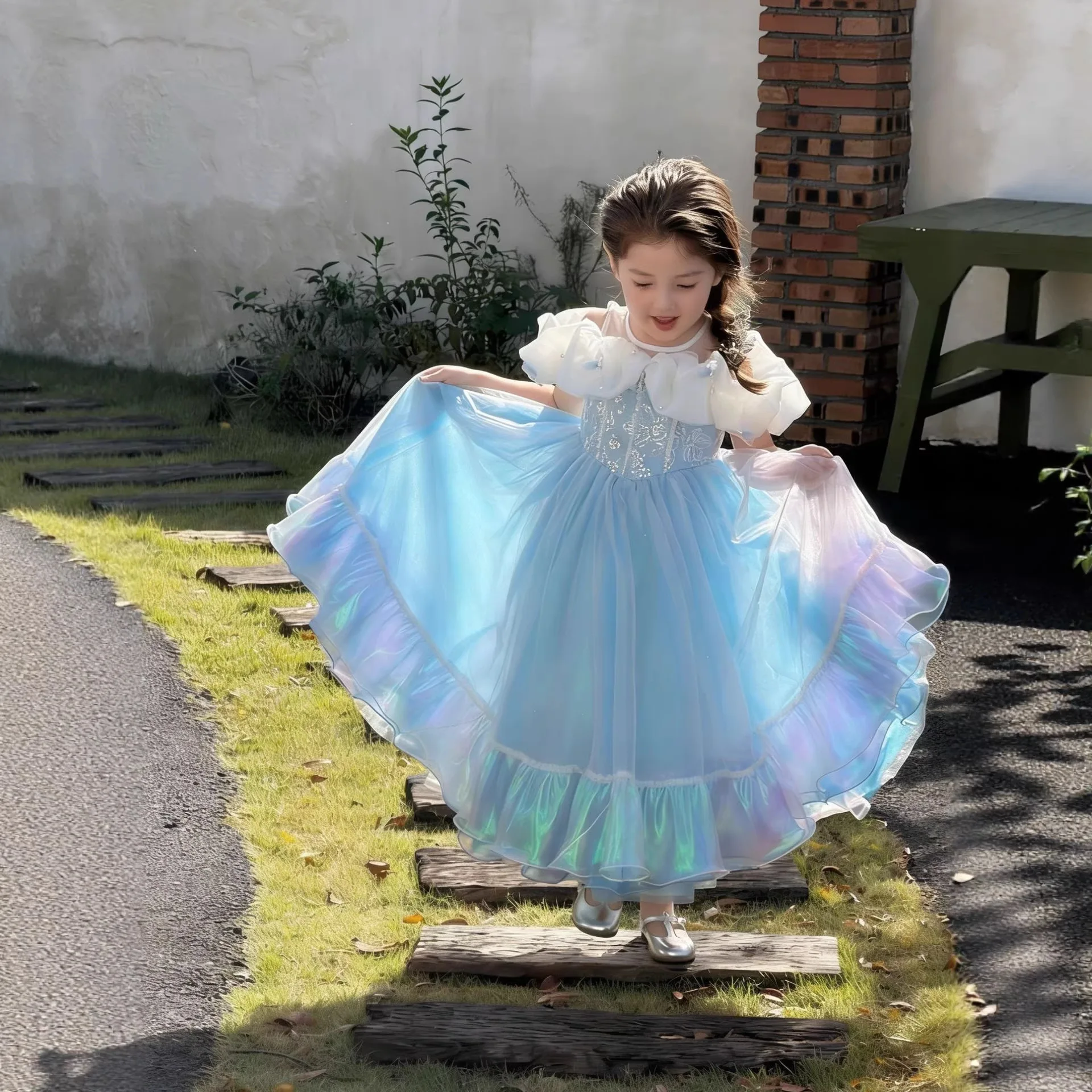 Girls Dress 2026 Spring and Summer New Childrens Clothes Korean Girl Baby Light Luxury Heavy Industry Embroidered Princess Dress