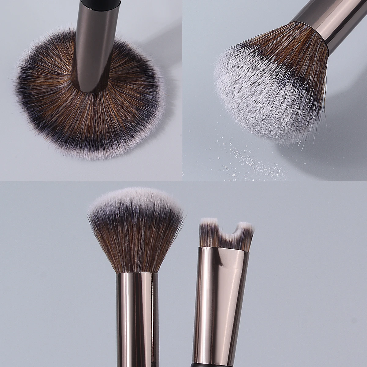 1/2 pçs pincel de maquiagem de cabeça dupla, pincel de blush, pincel de contorno, pincel de sombra de nariz em forma de u, ferramenta de beleza portátil multiuso