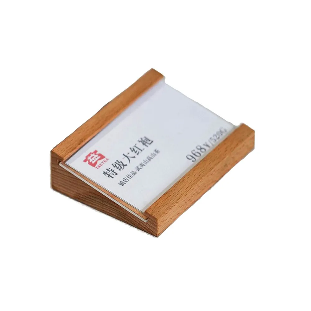 Creative Design Multi-size Price Tag Holder Wood Base Sign Holder Display Stand Kahki Coffee Price Display Rack Retail Display