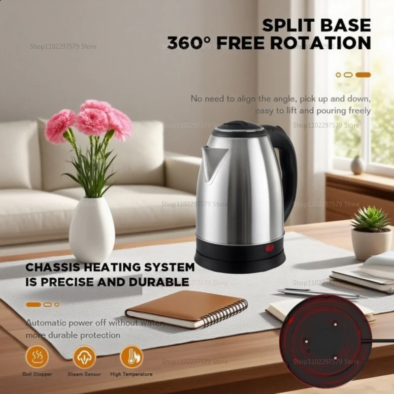 2.0L Large Capacity Electric Kettle Stainless Steel Portable Water Boiler Fast Boil Smart Kettle for Home Hotel Water Kettle