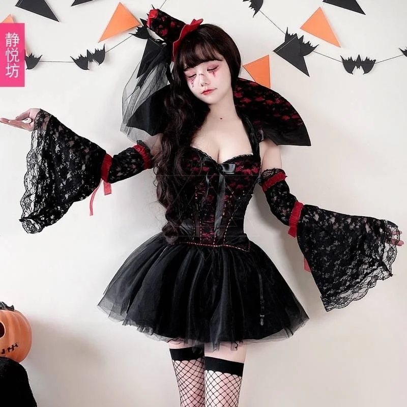 

Костюм ведьмы на Хэллоуин для взрослых, готический дьявол, невеста, одежда для ролевых игр, женская модная сценическая одежда