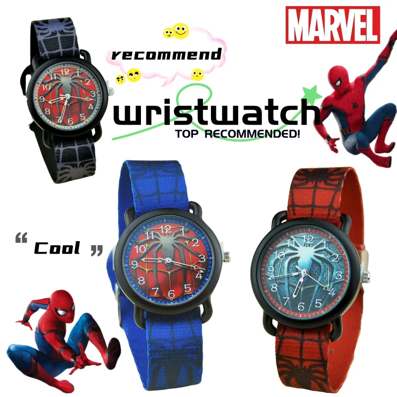 

new Spiderman cool fashion creative personality kawaii good value anime peripheral student cartoon waterproof analog watch gift