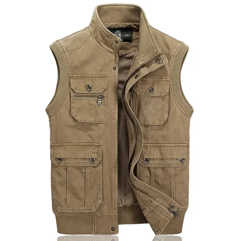 

New Spring and Autumn Men's Outdoor Tourism Leisure Multi Pocket Vest Sleeveless Cardigan