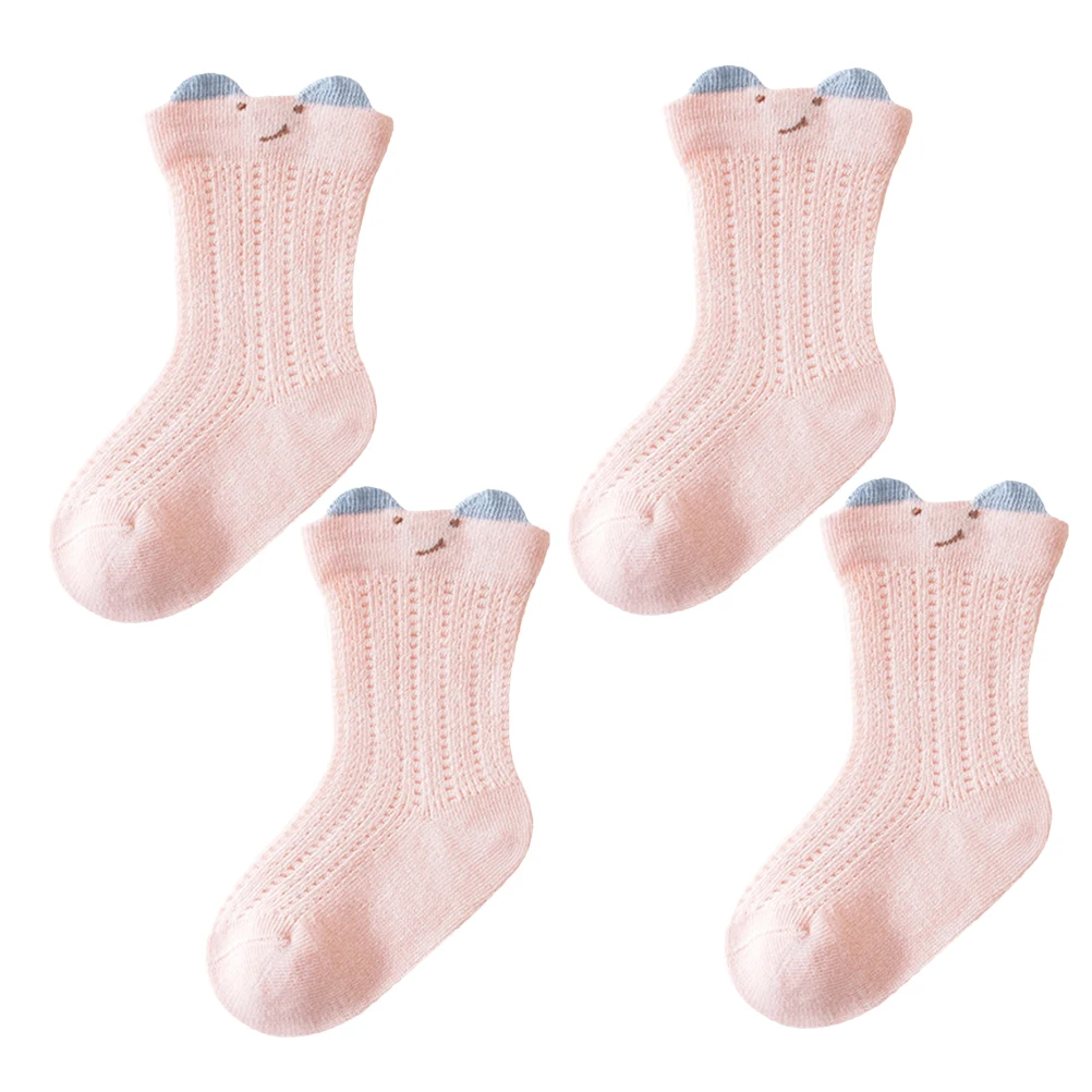 

2Pairs Baby Socks Summer Thin Breathable Mesh Mid-Calf Cute Ear Design for Newborn Toddler Boys Girls Baby Girl Knee Socks