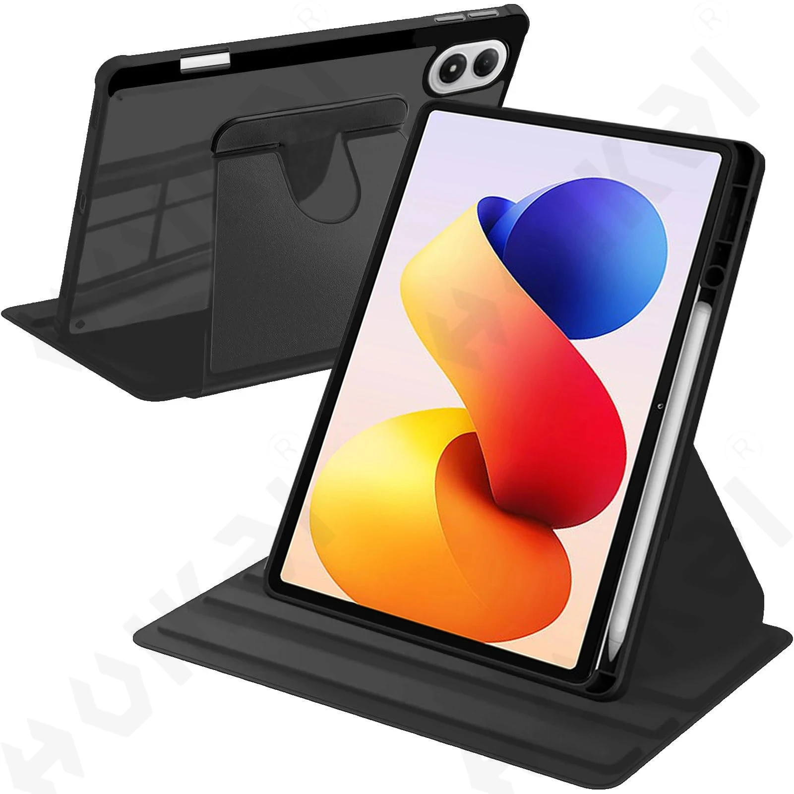 Rotating Case for Redmi Pad 2 Pro 12.1 2025 with Pen Holder 360 Degree Rotation Protective Stand Cover Auto Wake Sleep Back