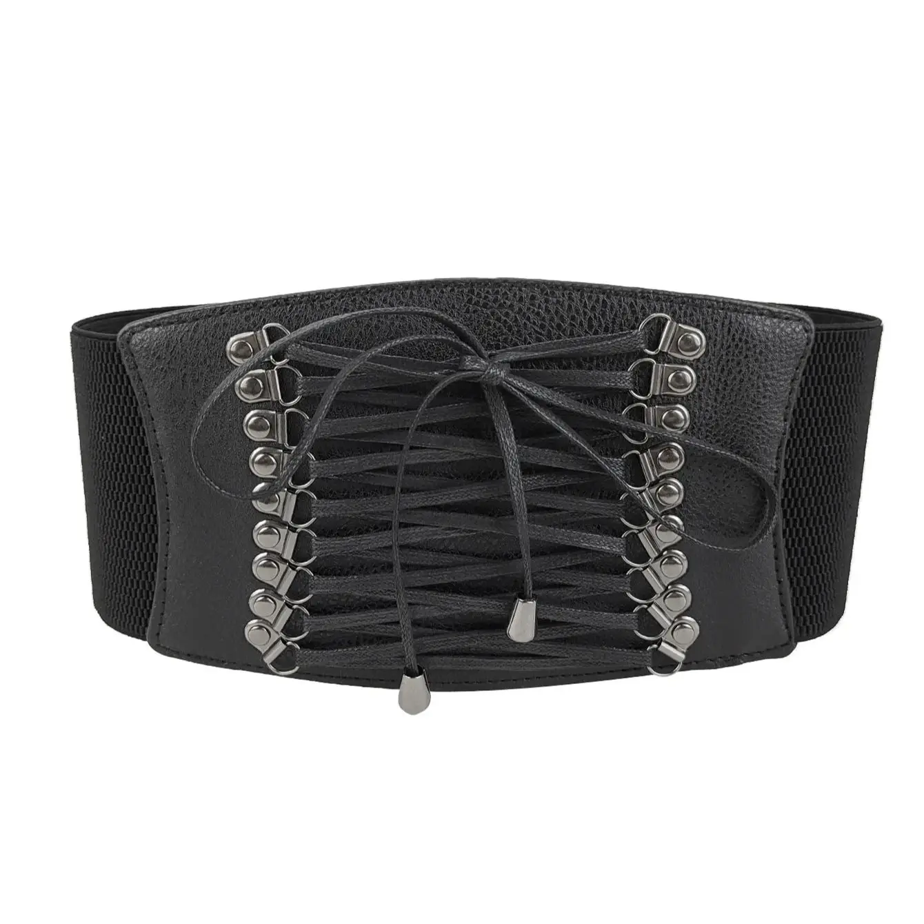 يزوج الفستان المزخرف ذو الحزام العريض للسيدات الجديد بقميص مربوط بخصر أسود