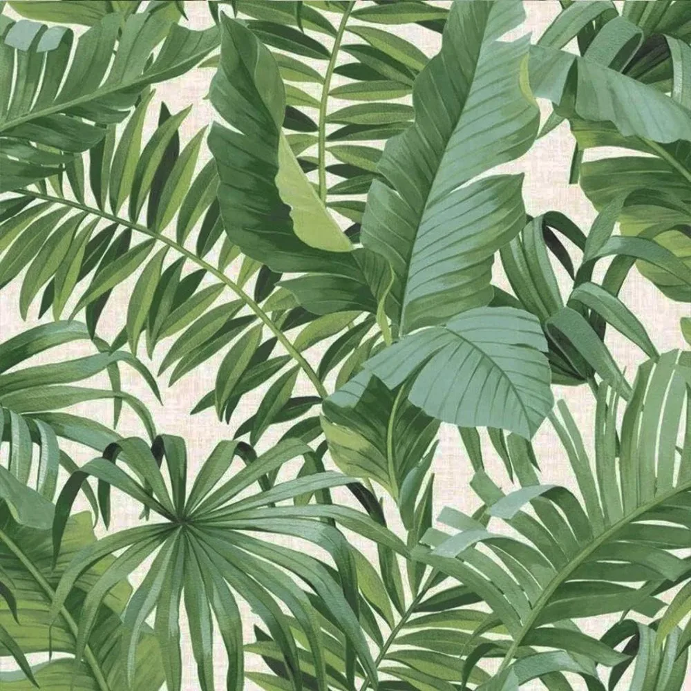 Palm Leaf Pattern Wallpaper in Green - Fresh and Lush Alfresco Style for Home Decor