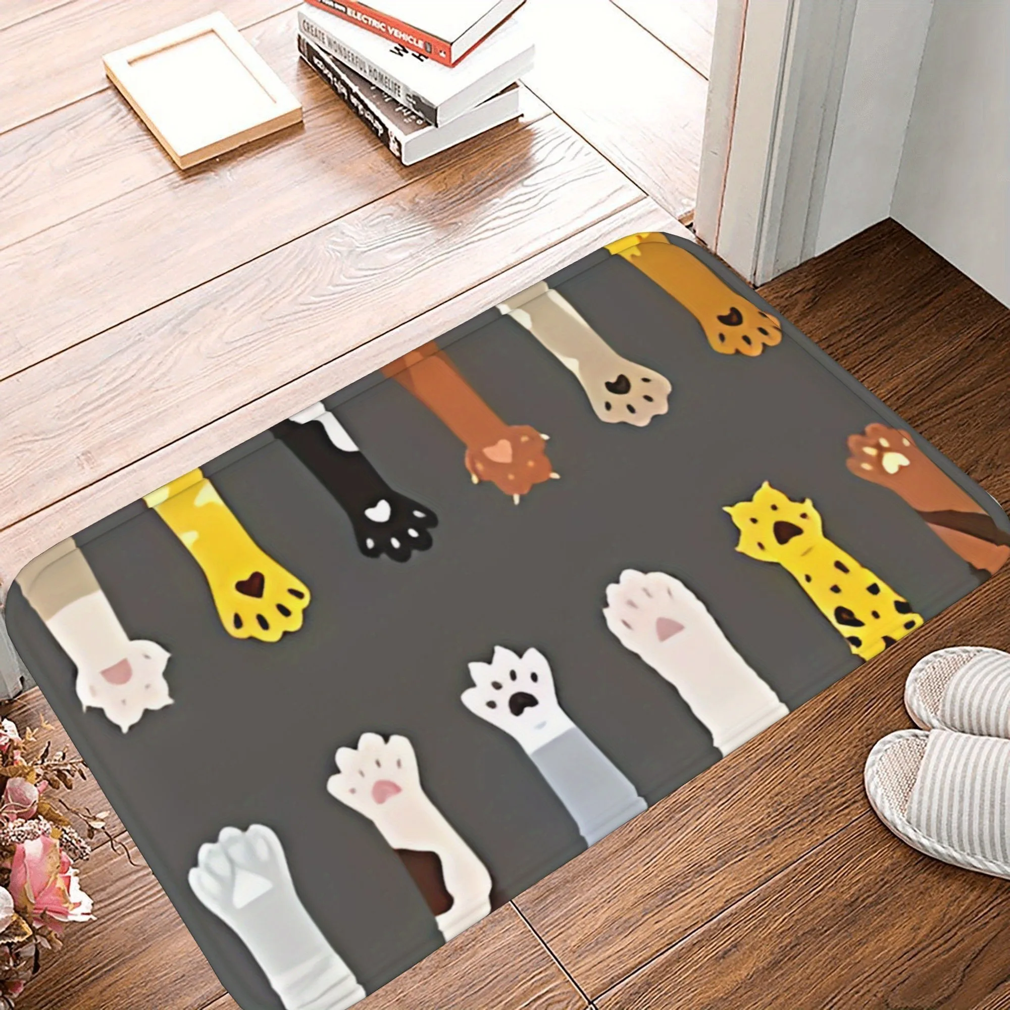 

1PC Colorful Cat Paw Prints Kitchen Rug Non-Slip Door Mat Pop design Bathroom Rug Bath Mat Carpet for Home Sink Laundry Decor