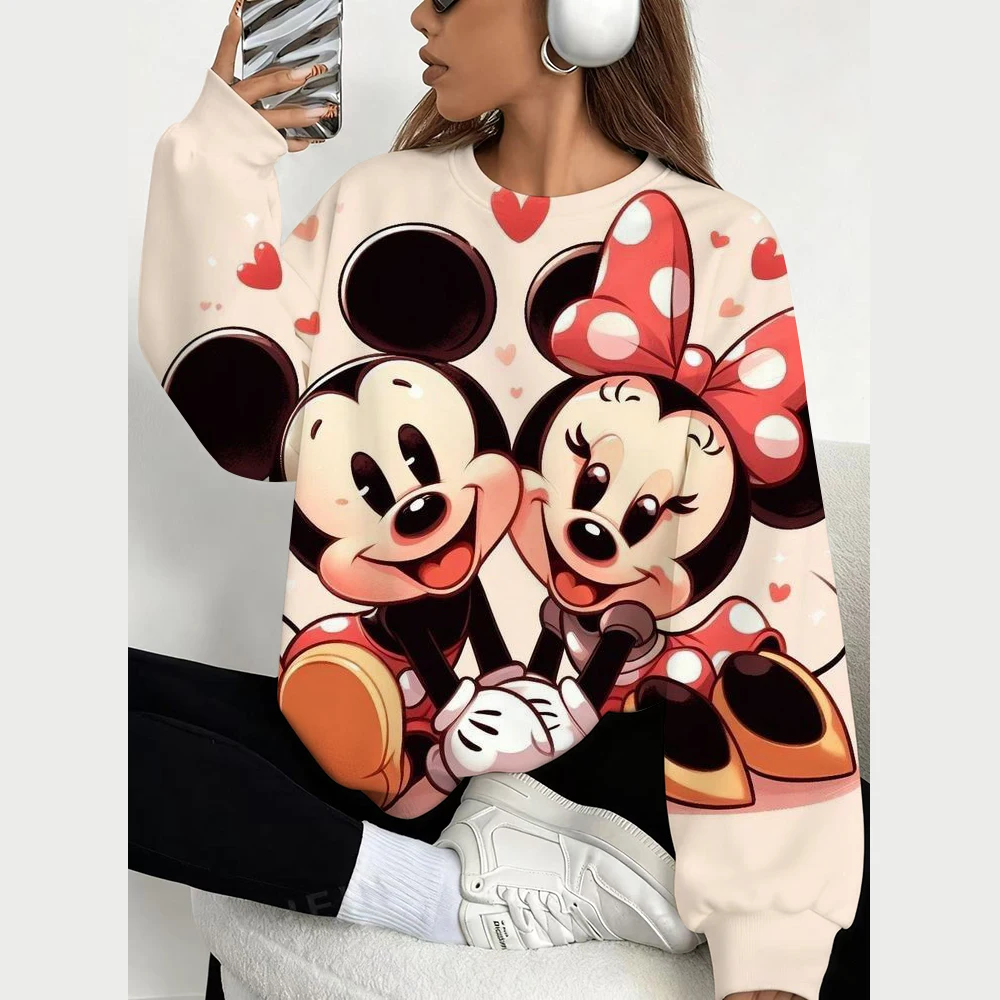 Hoodies femininos série disney moletom feminino moda crewneck hoodie kawaii mickey mouse suores feminino agasalho menina sudadera