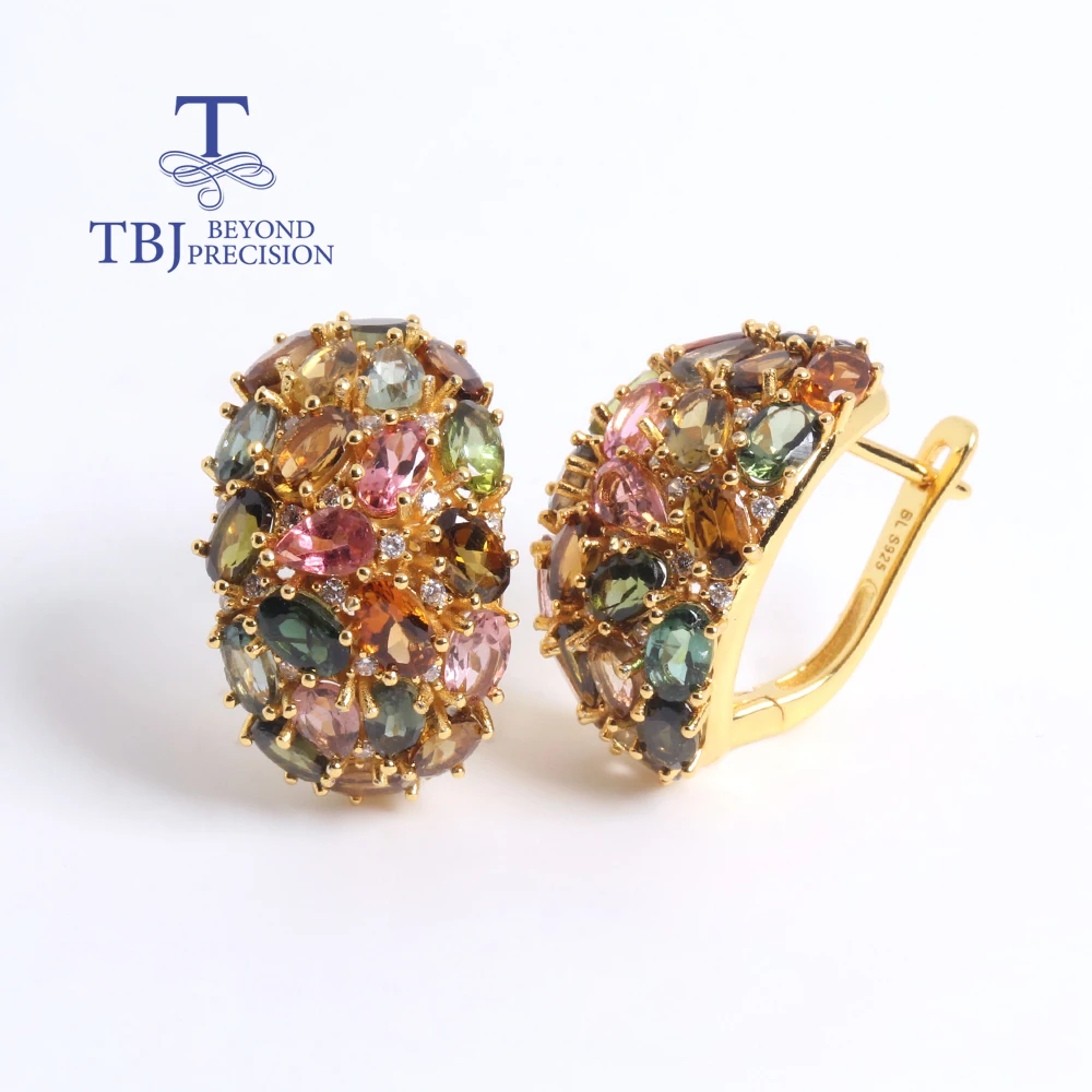 

Luxury Precious Natural multi-colored tourmaline earrings Rare Noble Women S925 silver fine jewelry Anniversary & wedding gift