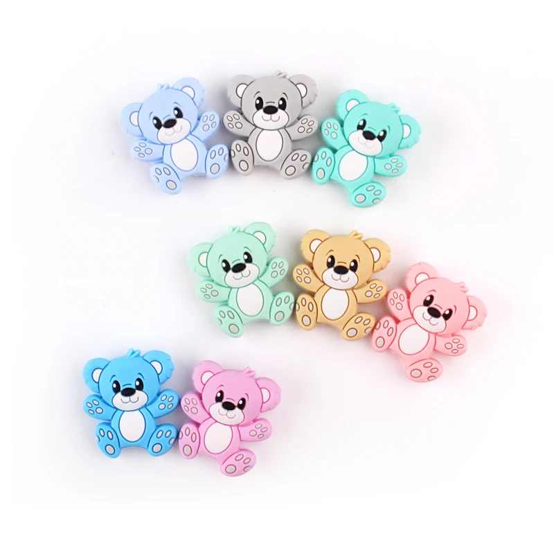 5/20/50pcs Silicone Beads Bears Cartoon Focal Beads DIY Keychain Bracelets Pendant Beaded Pen Accessories For Jewelry Making
