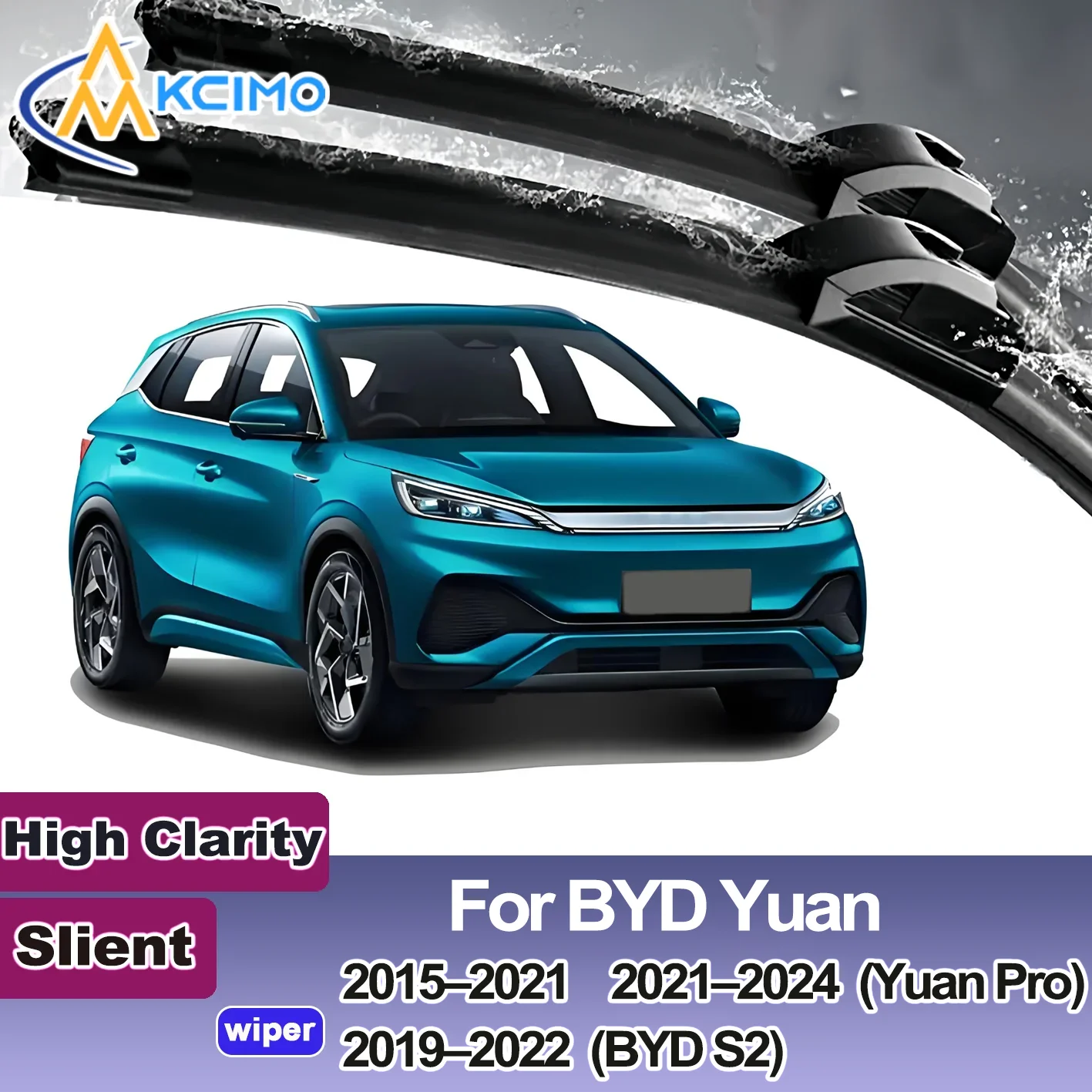 

KCIMO 2PCS New Wiper Blades for BYD Yuan 2015-2021 2021-2024 (Yuan Pro) 2019-2022 (BYD S2) Front Windshield Auto Wipers Blade