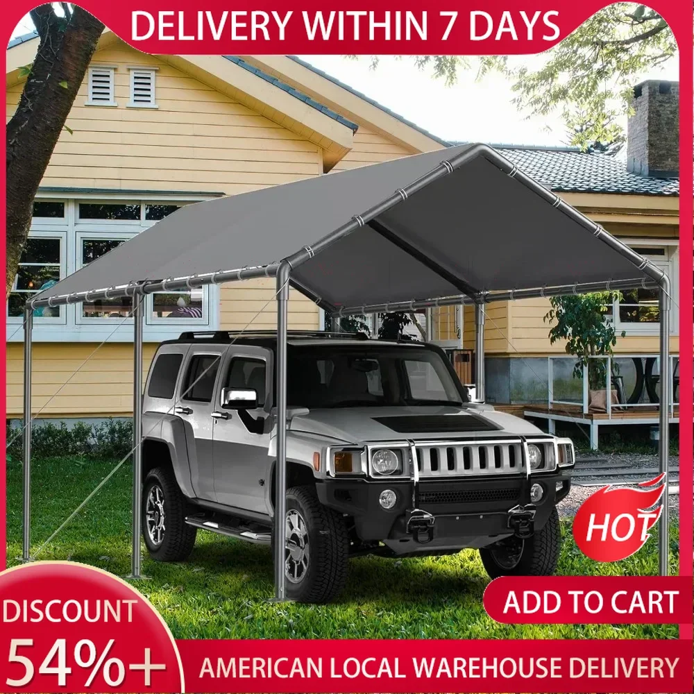 10 X 20ft Heavy Duty Carport,Portable Car Tent Garage,All Season UV Resistant Car Canopy for Auto,Truck,Boat,Car Car Garage