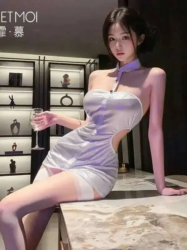 Spalla discoteca fianchi nudi che abbraccia mini abito sexy lingerie uniforme abito seducente elegante caldo sexy donne coreane top GLA8