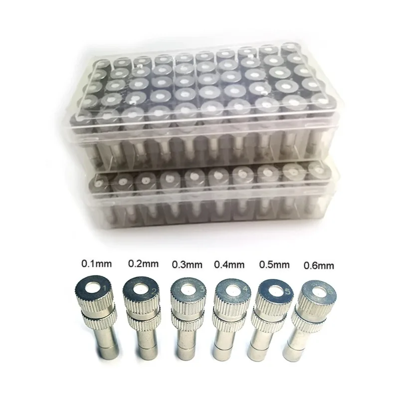 

100 PCS Quick Slip Lock Nozzle 0.1mm-0.8mm Fogging Spray Sprinkler Misting Garden Nozzle for 6mm Quick Connector