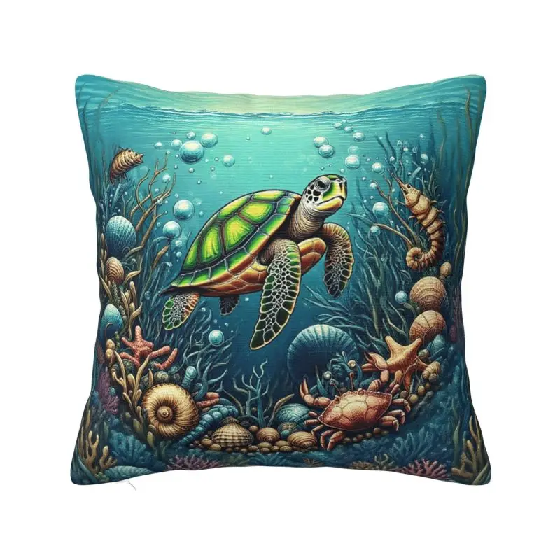 Custom Ocean Sea Turtle Cushion Cover 50x50 cm Polyester Soft Throw Pillow Case For Sofa Chair Home Decoration Pillowslip