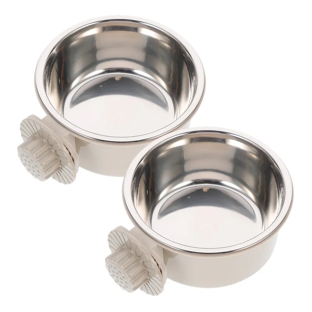 

Комплект из 2 подвесных мисок для животных из нержавеющей стали: для корма и воды, для собак, кошек, кроликов, с надежным креплением, аксессуар для клеток и вольеров