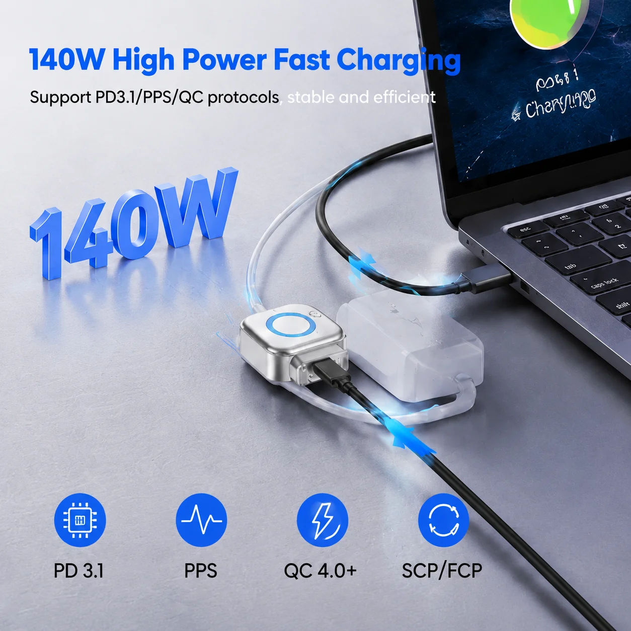 Full charge separator charger Type-C interface automatic full charge separation, 140W fast charging protection