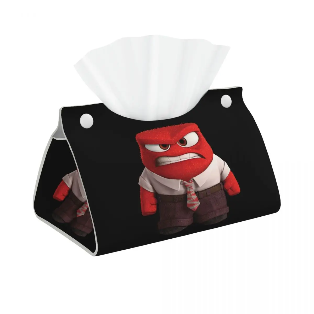 Custom Cute Inside Out Anger Tissue Box Cover for Bathroom Home PU Leather Rectangular Facial Tissue Box Holder