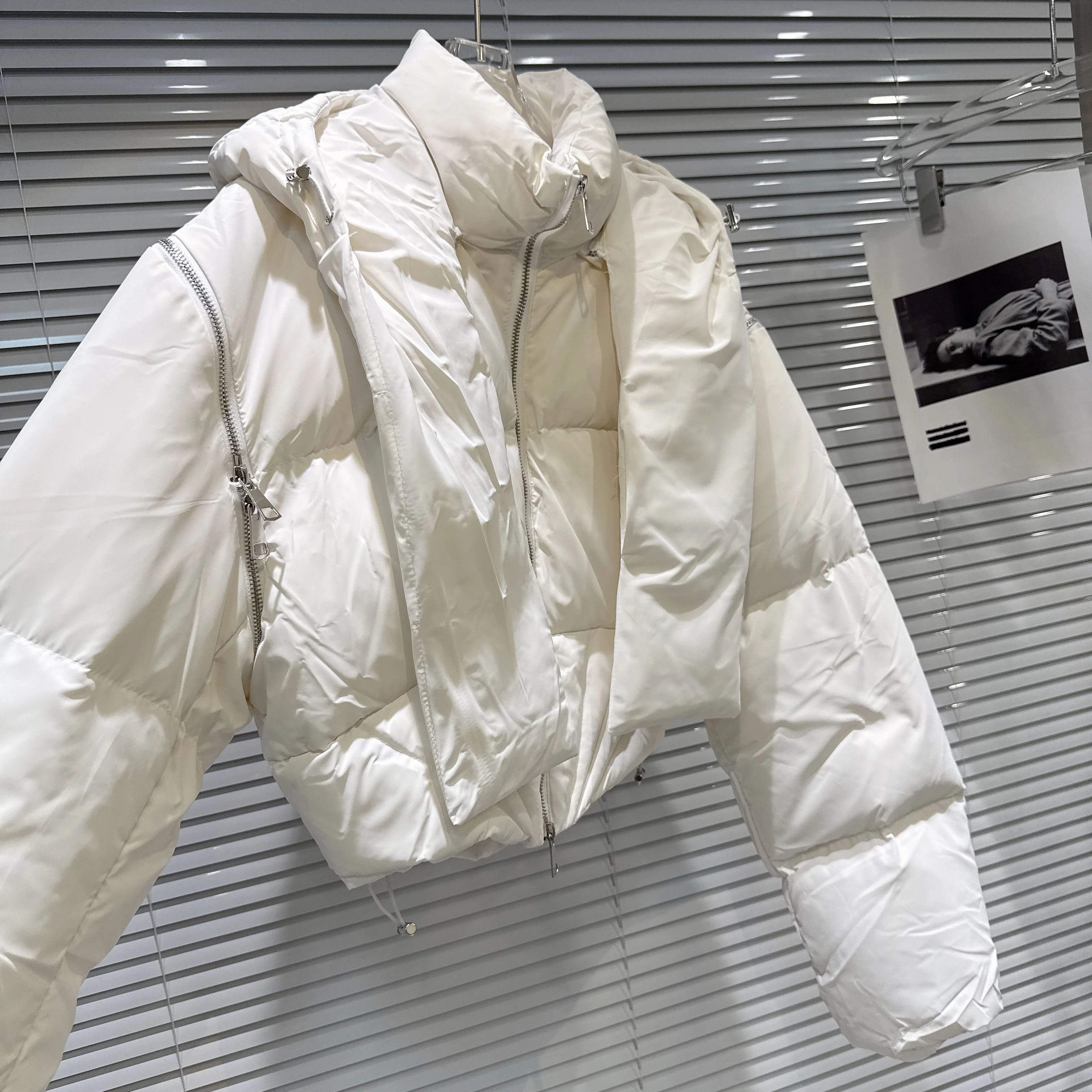 2025 شتاء جديد حلو بارد حار فتاة وشاح شال مقنعين سستة تصميم سترة قطن دافئة معطف القطن للنساء #3