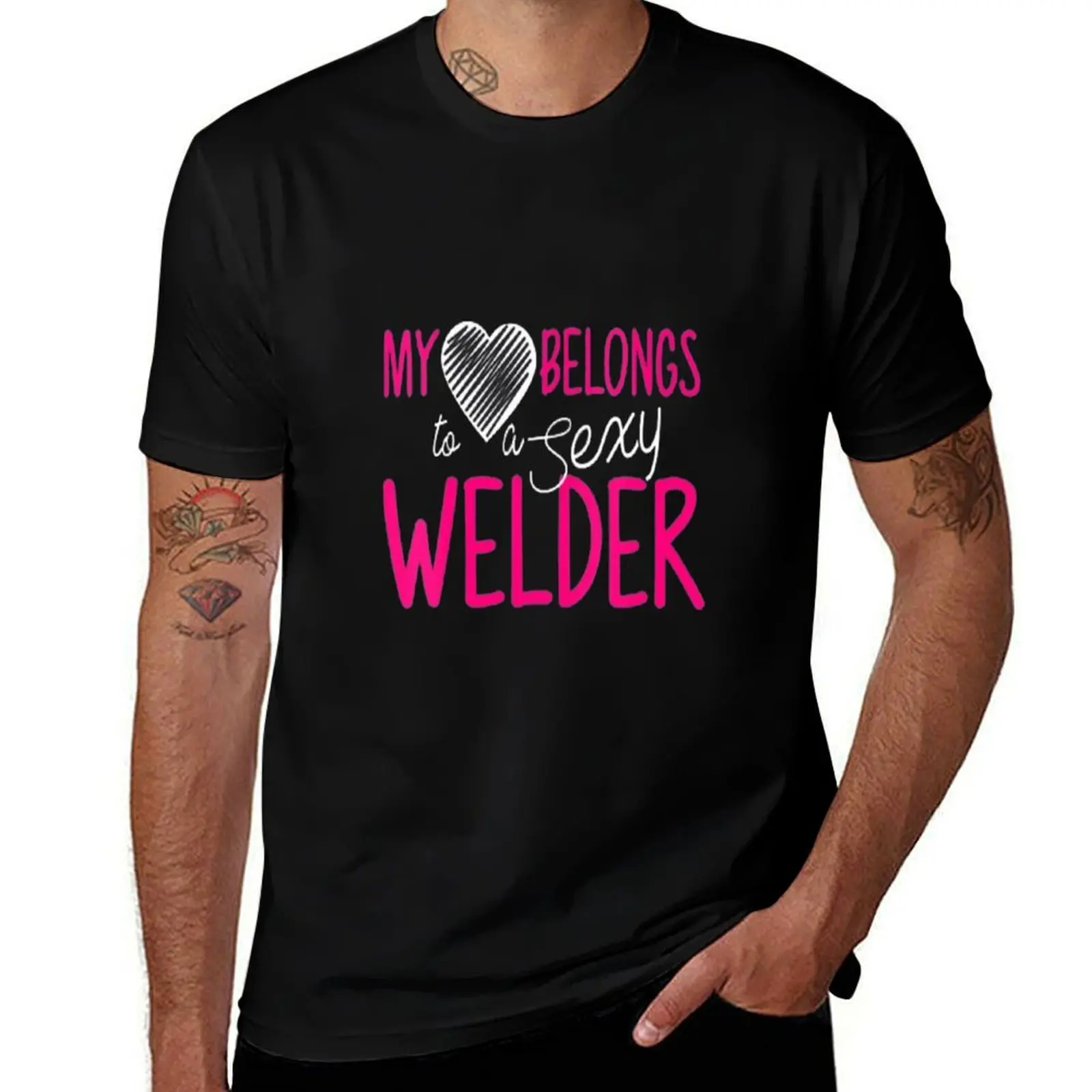 T-shirt décontracté à coupe classique pour femme, avec inscription « My Heart Belongs To A Sexy Welder »