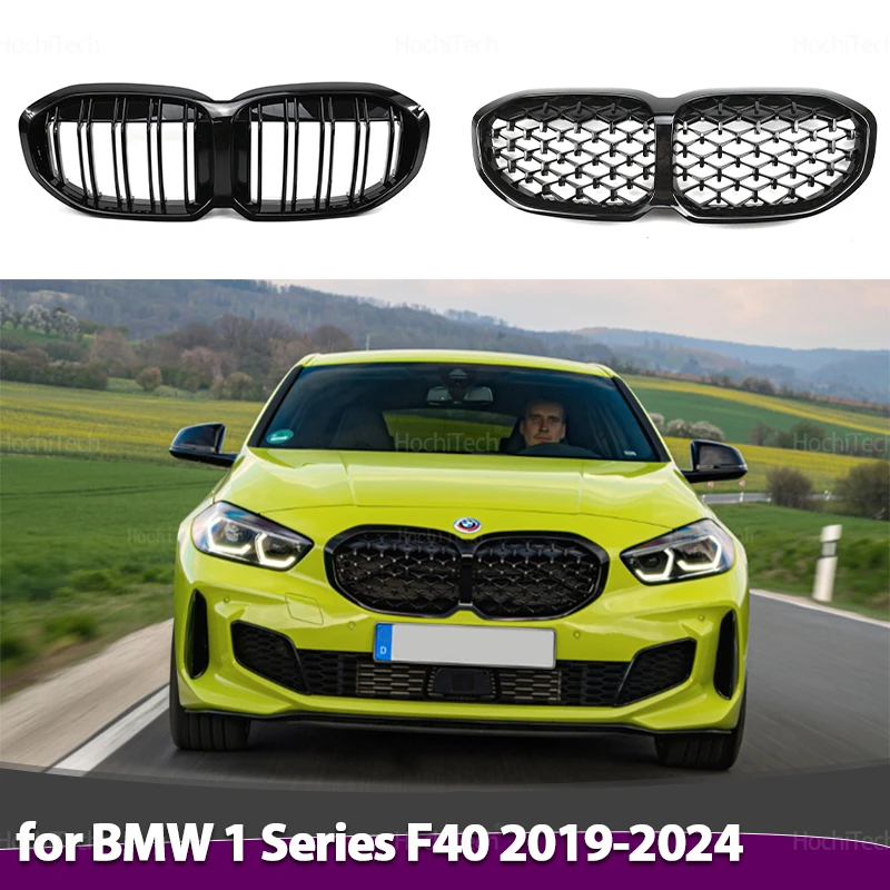 

Для BMW 1 серии F40 116i 118i 120i 128ti M135i xDrive 2019-2022 Алмазный глянцевый черный автомобильный передний бампер Решетки для почек