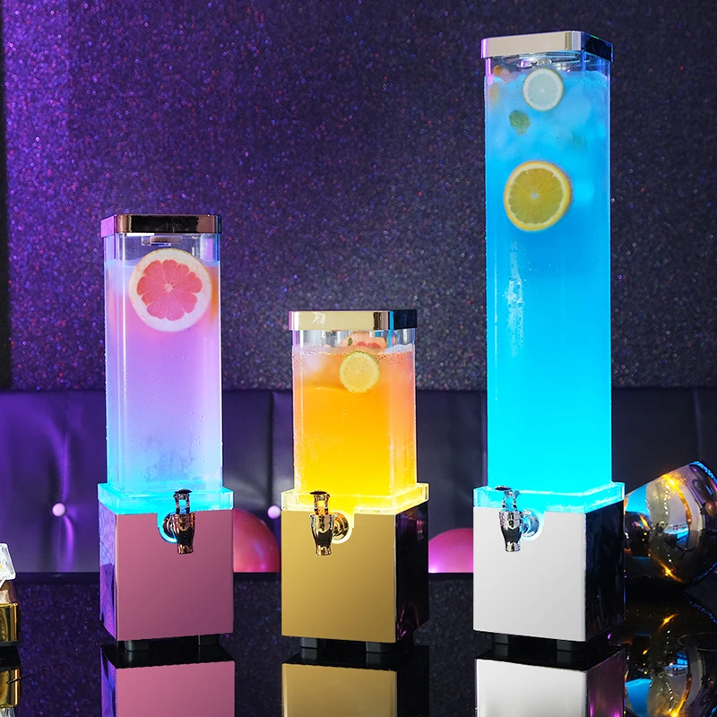 3L 5L Acrylic Beverage Dispenser with Tap Light Emitting Diode Draft Keg Bar Commercial Cocktail Tower Cooler