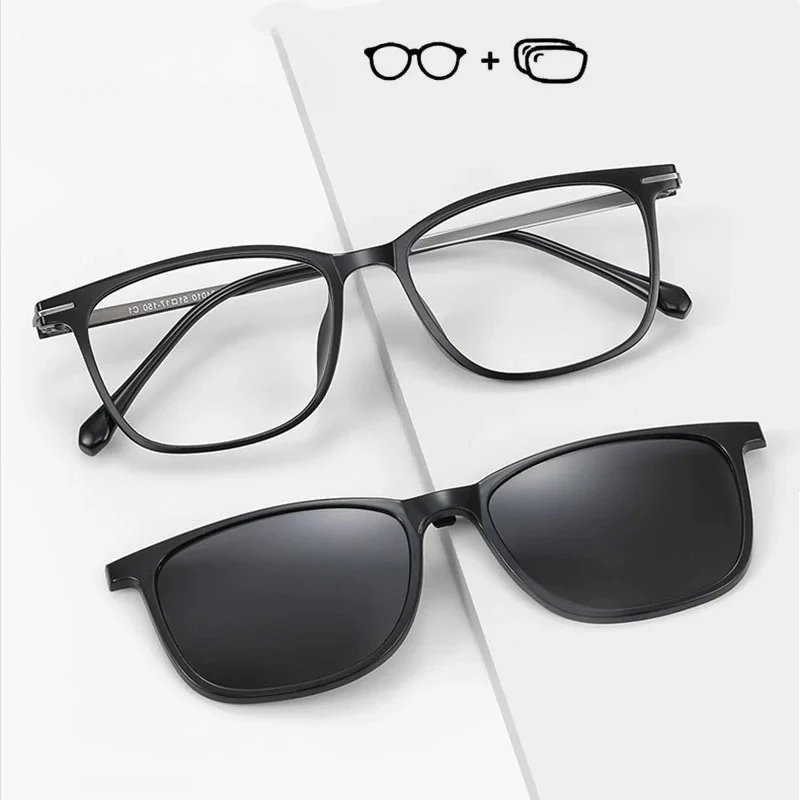 OLLYMURS Prescription Glasses Men Women Anti Blue Myopia Hyperopia Progressive Eyegasses Optical Eyewear with Polarized Clip