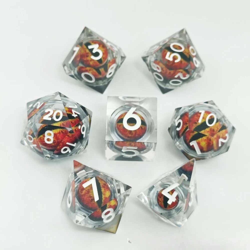 

7PCS DND Liquid Core Flow Eye Dice Sets Resin Dice for COC Role-Playing RPG Board Game Card Game Polyhedral Dice