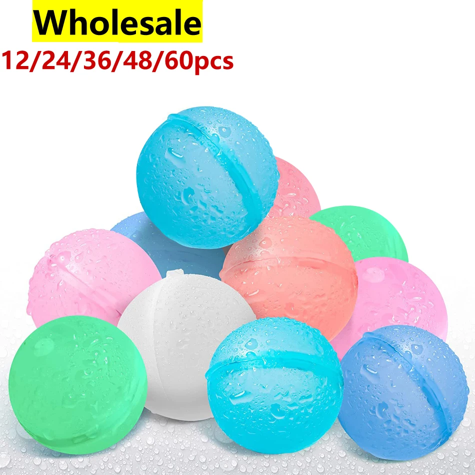 12-60Pcs Reusable Water Balloons for Kids Adults Outdoor Activities, Kids Pool Beach Bath Toys Water Bomb for Summer Games